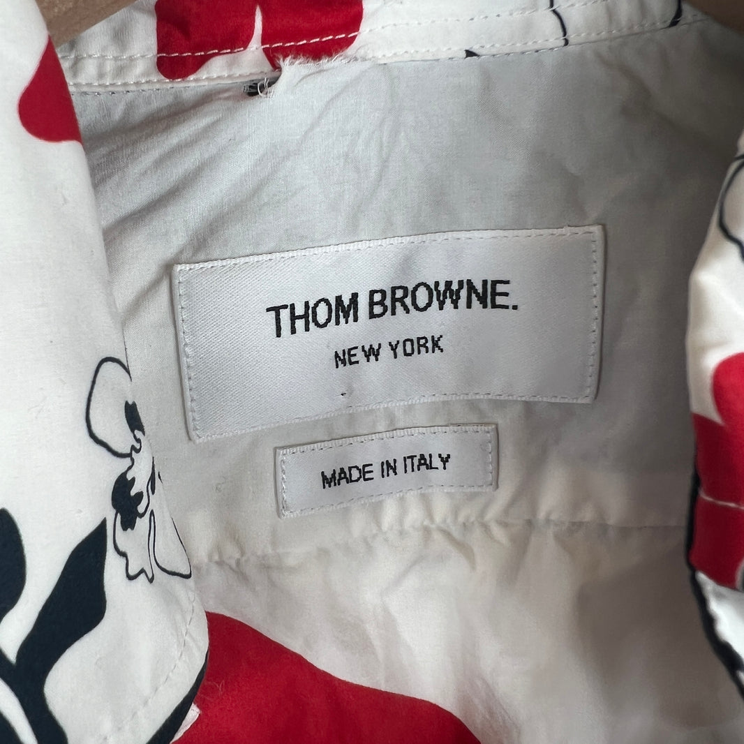 Thom Browne Floral Striped Button Up Shirt