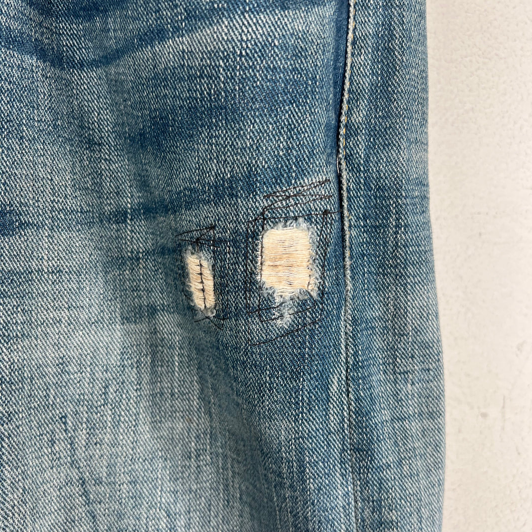 RRL Blue Washed Repaired Jeans