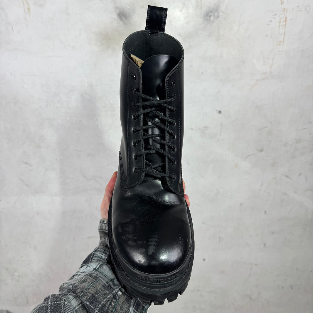 Balenciaga Black Leather Strike Boots