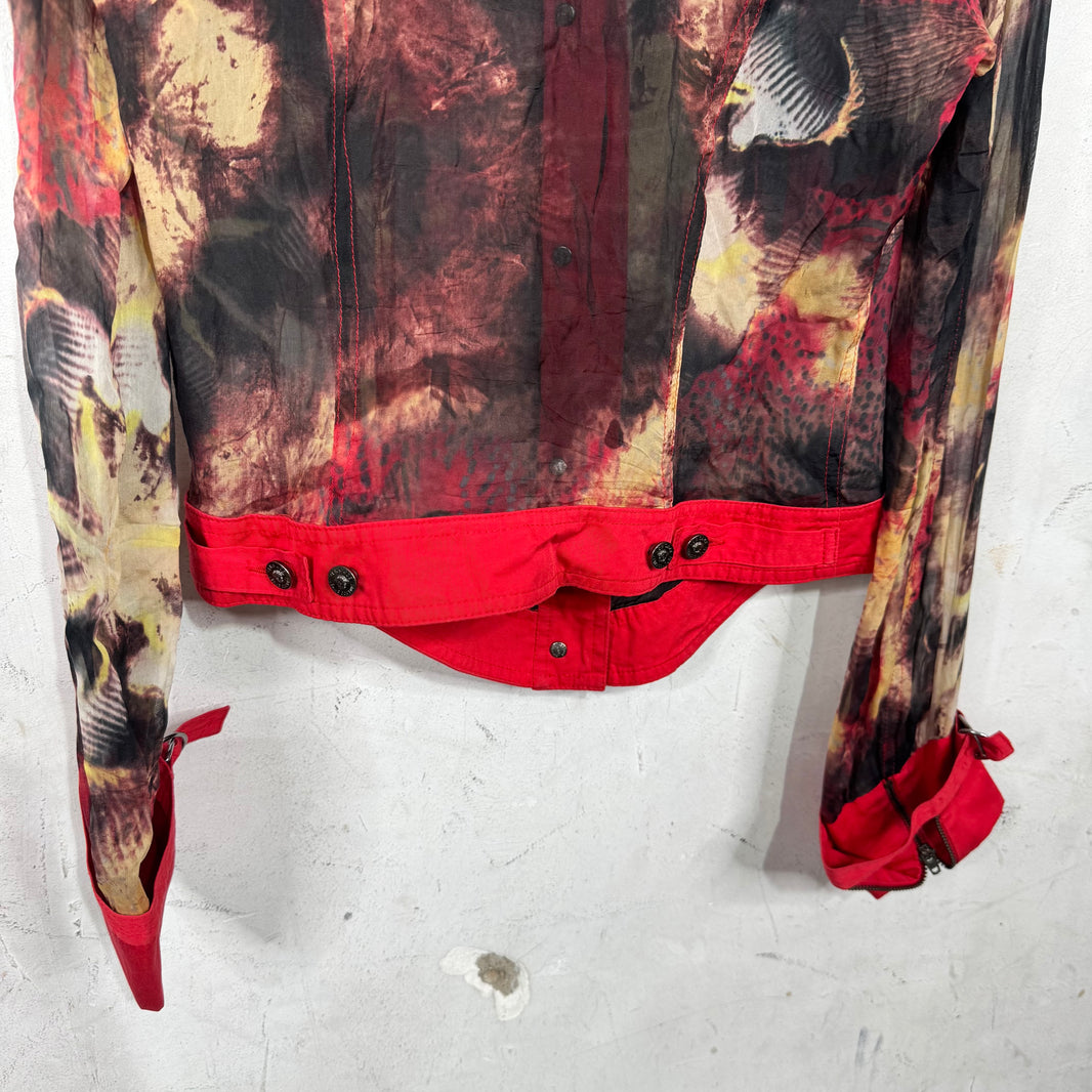 Versace Sheer Silk Printed Trucker Jacket