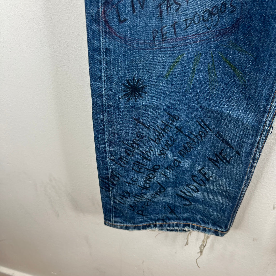 Balenciaga Dark Wash Scribble Jeans