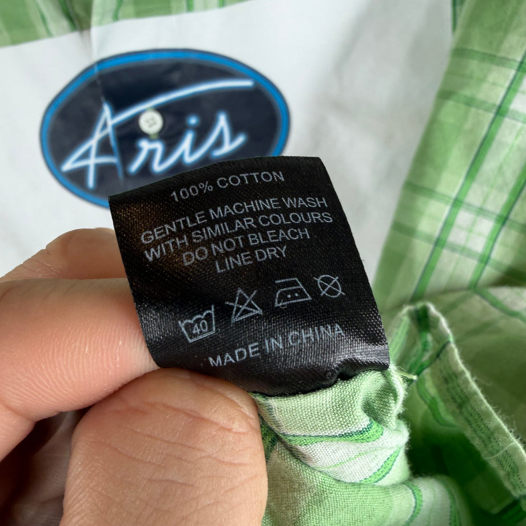 Aris Tatalovich Contestant Green Plaid S/S Button Up