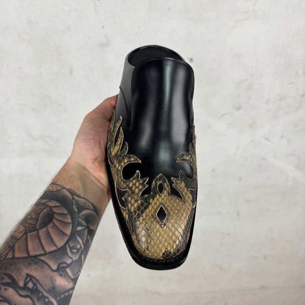 Dries Van Noten Cowboy Snakeskin Paneled Mules