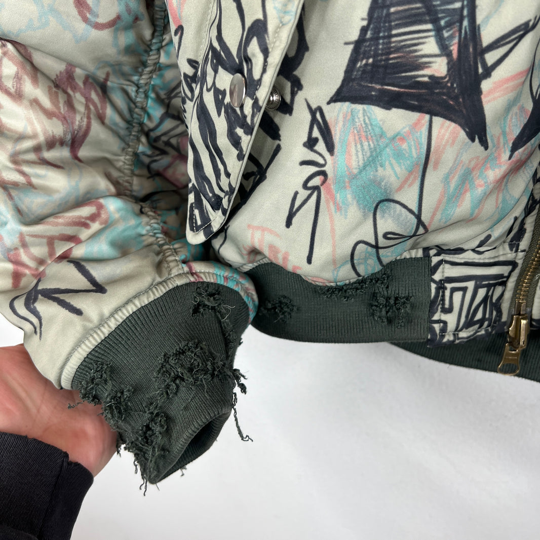 Mowalola Hooded Graffiti Bomber Jacket