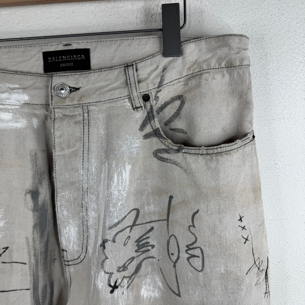 Balenciaga Grey Graffiti Jeans
