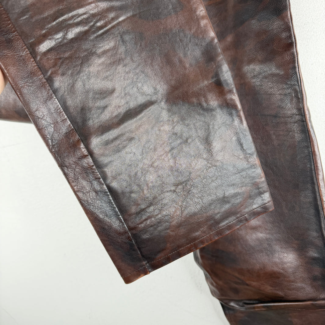 Balenciaga Brown Calf Leather Pants