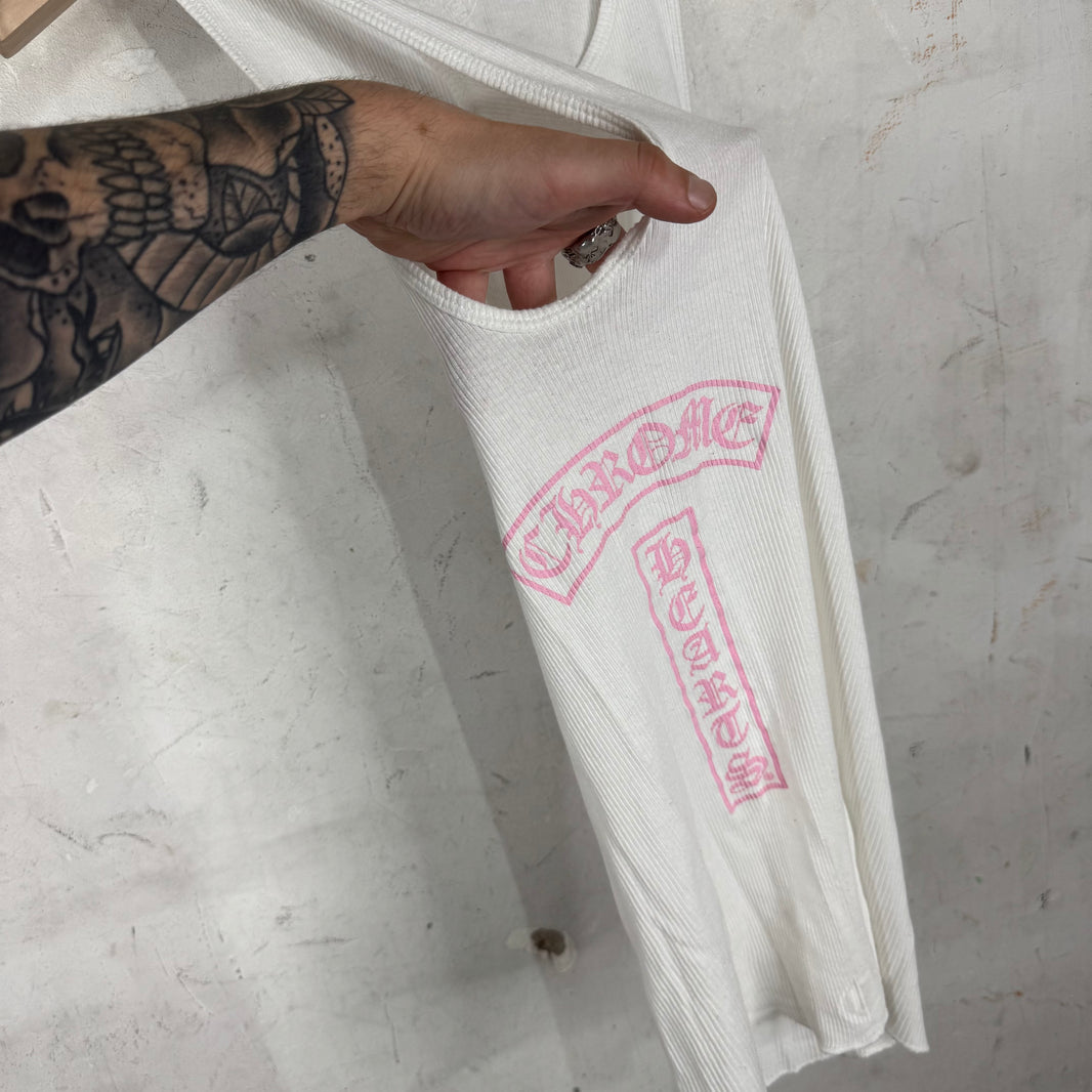 Chrome Hearts T-Bar Vertical Logo Pink Print Tank Top