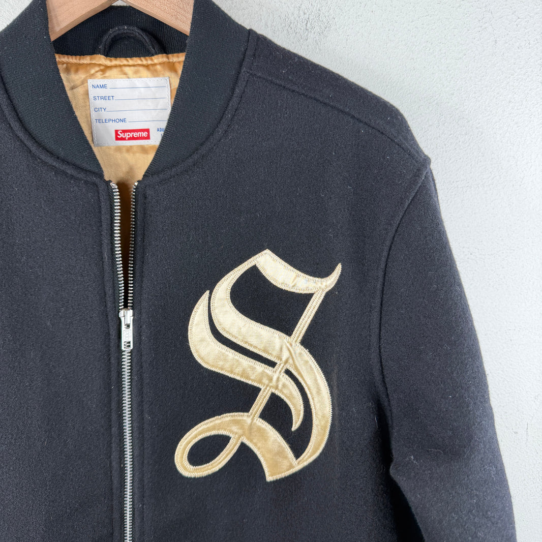 Supreme Old English Wool Zip Up Varsity Jacket