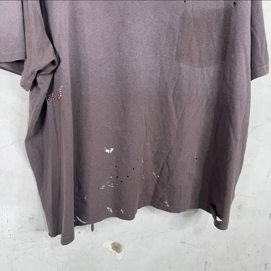 Paly Mauve Beaded Logo Painted T-Shirt