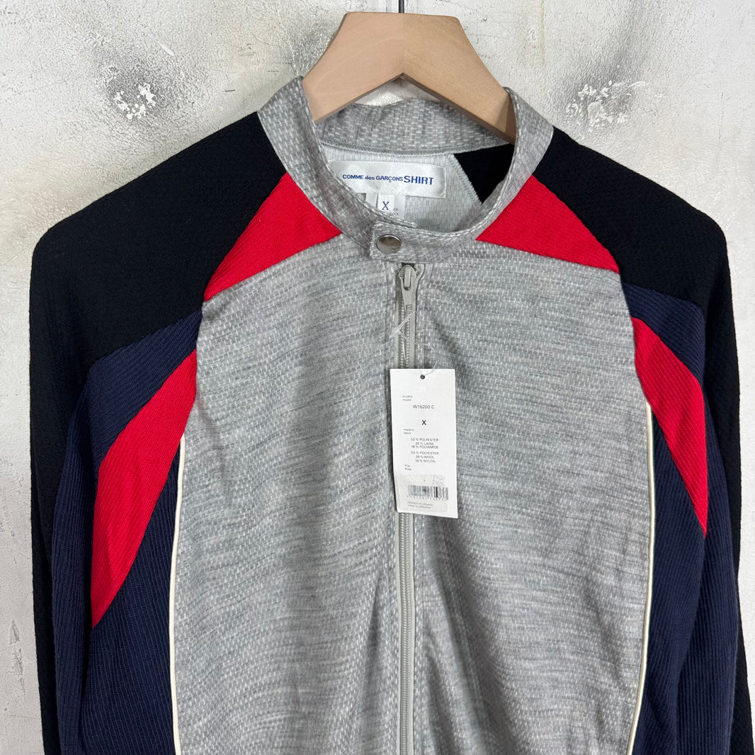 CDG Shirt Grey/Navy Mesh Paneled Track Jacket