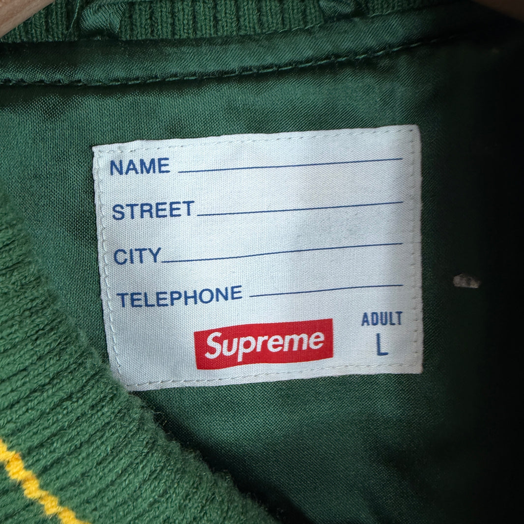 Supreme Green Jaime Reed It's All Bollocks Varsity Jacket