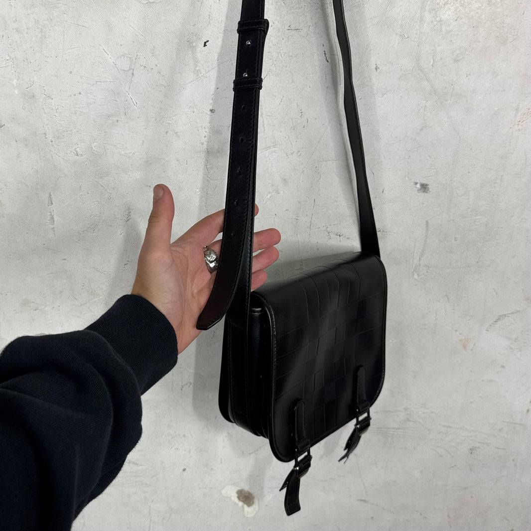Burberry Embossed Plaid Flap Messenger