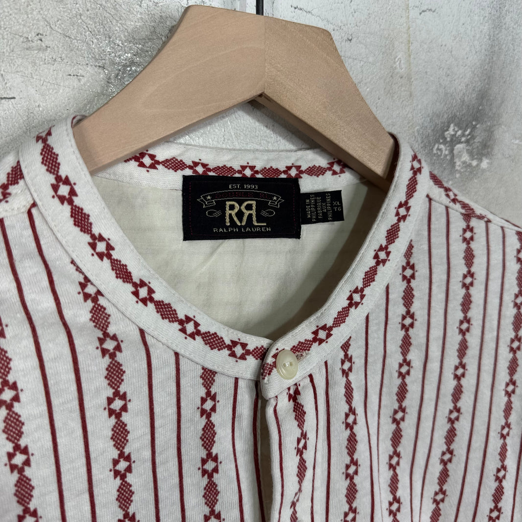RRL Half Button Red Patterned Linen Shirt