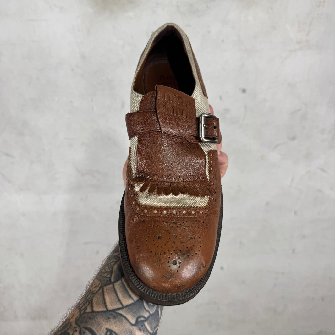 Miu Miu x Churches Distressed Strapped Derbies