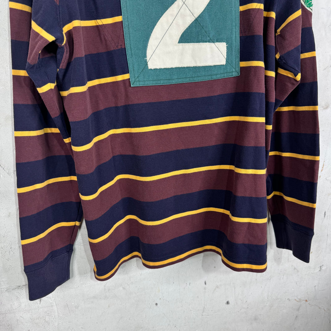 Ralph Lauren Rugby Brown Striped Crest #2 L/S Polo