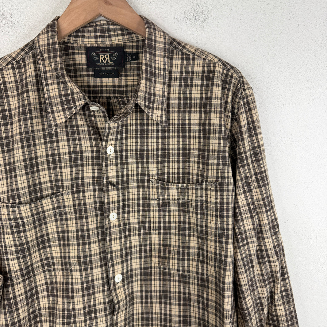 RRL Brown Plaid Button Up Shirt