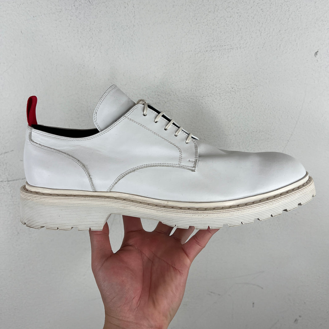424 White Leather Derbys