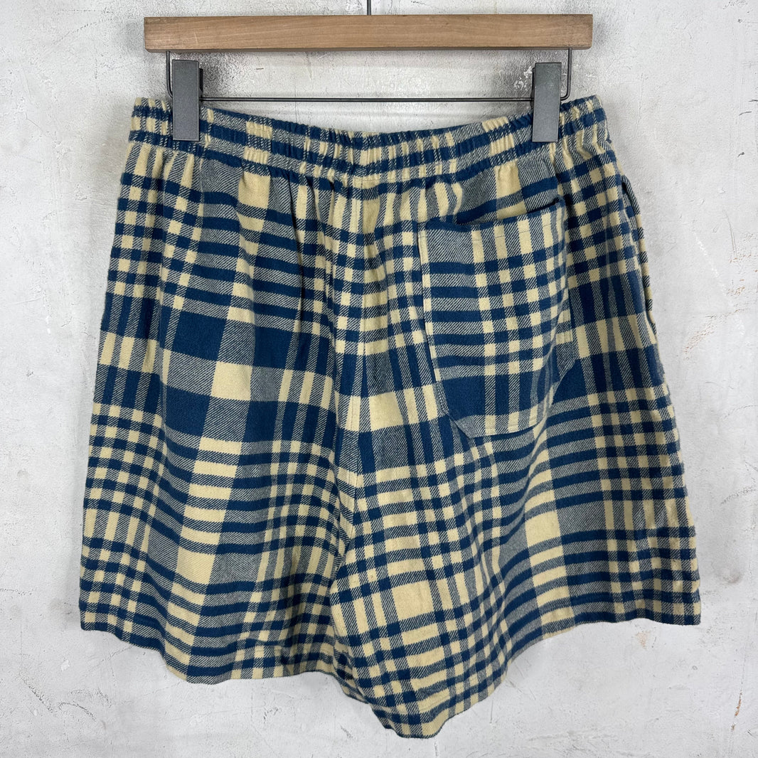 Bode Navy/Beige Plaid Flannel Shorts