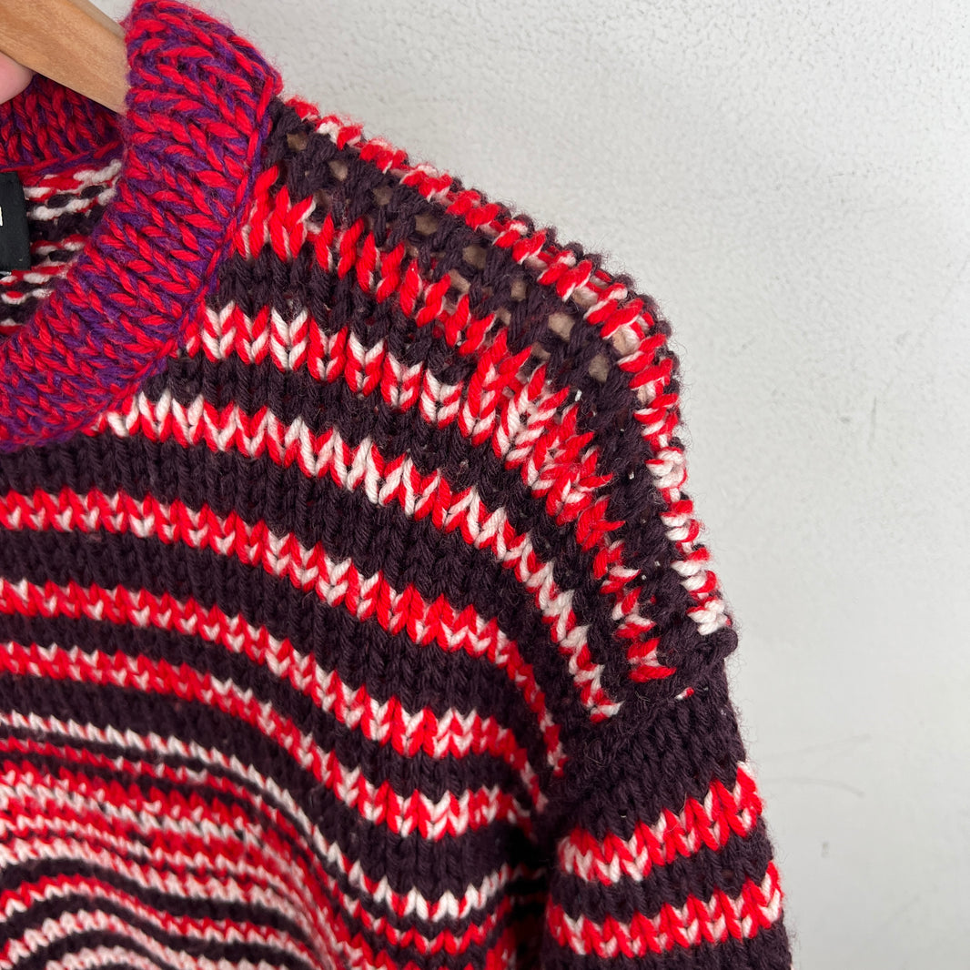 Calvin Klein 205W39NYC Red Striped Knit Sweater