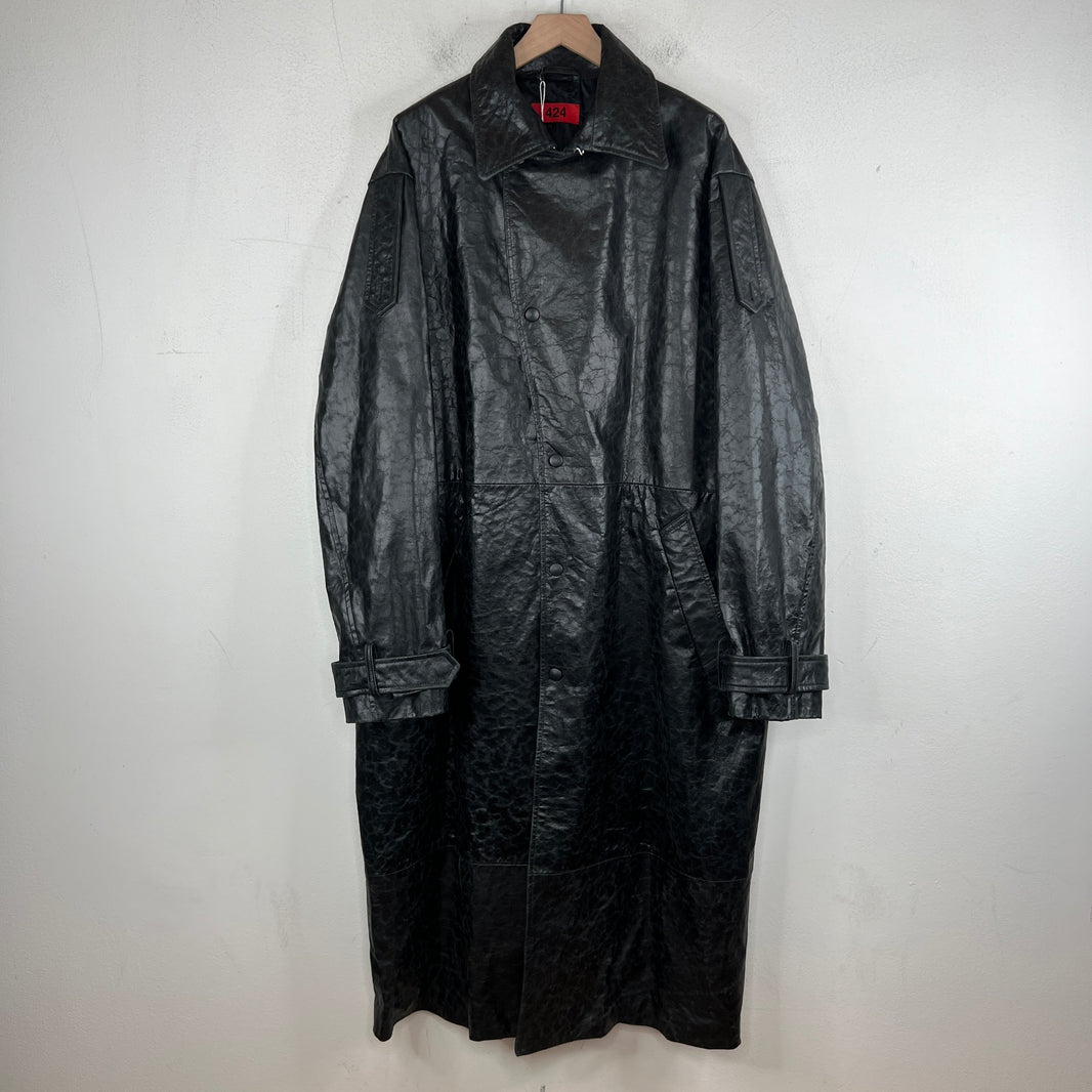 424 Paper Leather Trench Coat