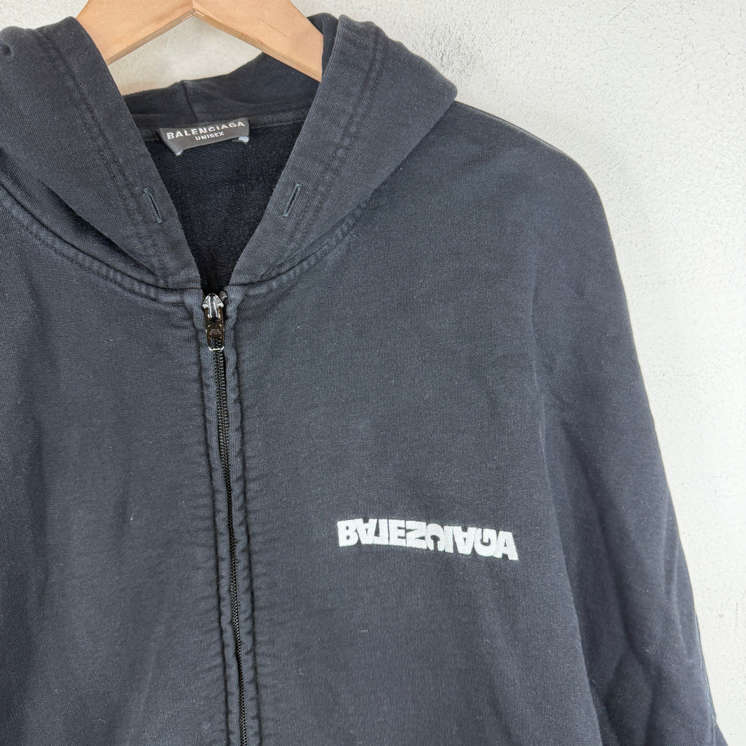 Balenciaga Upside Down Logo Zip Hoodie
