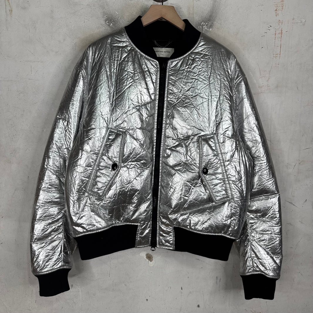 Dries Van Noten Silver PVC Backzip Bomber