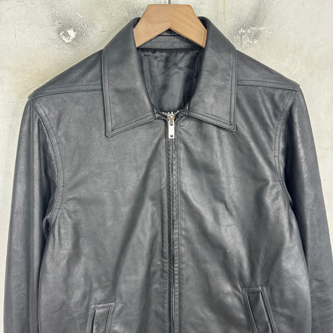 Rick Owens Leather Porterville Strapped Leather Zip Jacket
