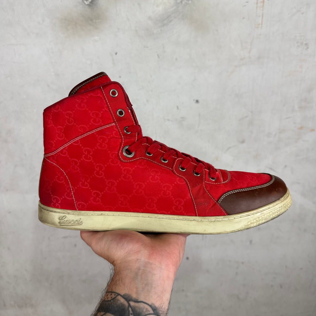 Gucci Red Nylon Monogram Sneakers