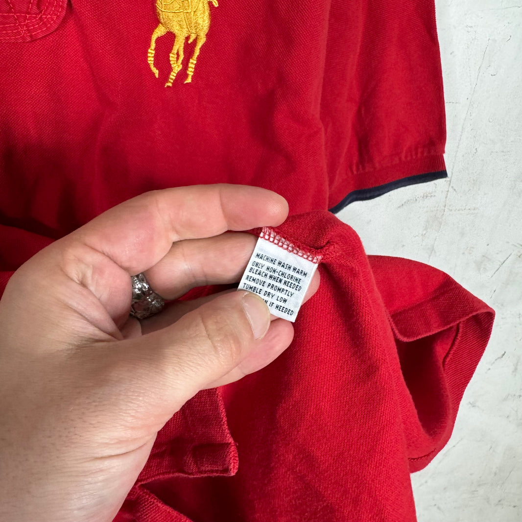 Ralph Lauren Red/Gold Big Pony Crested Polo