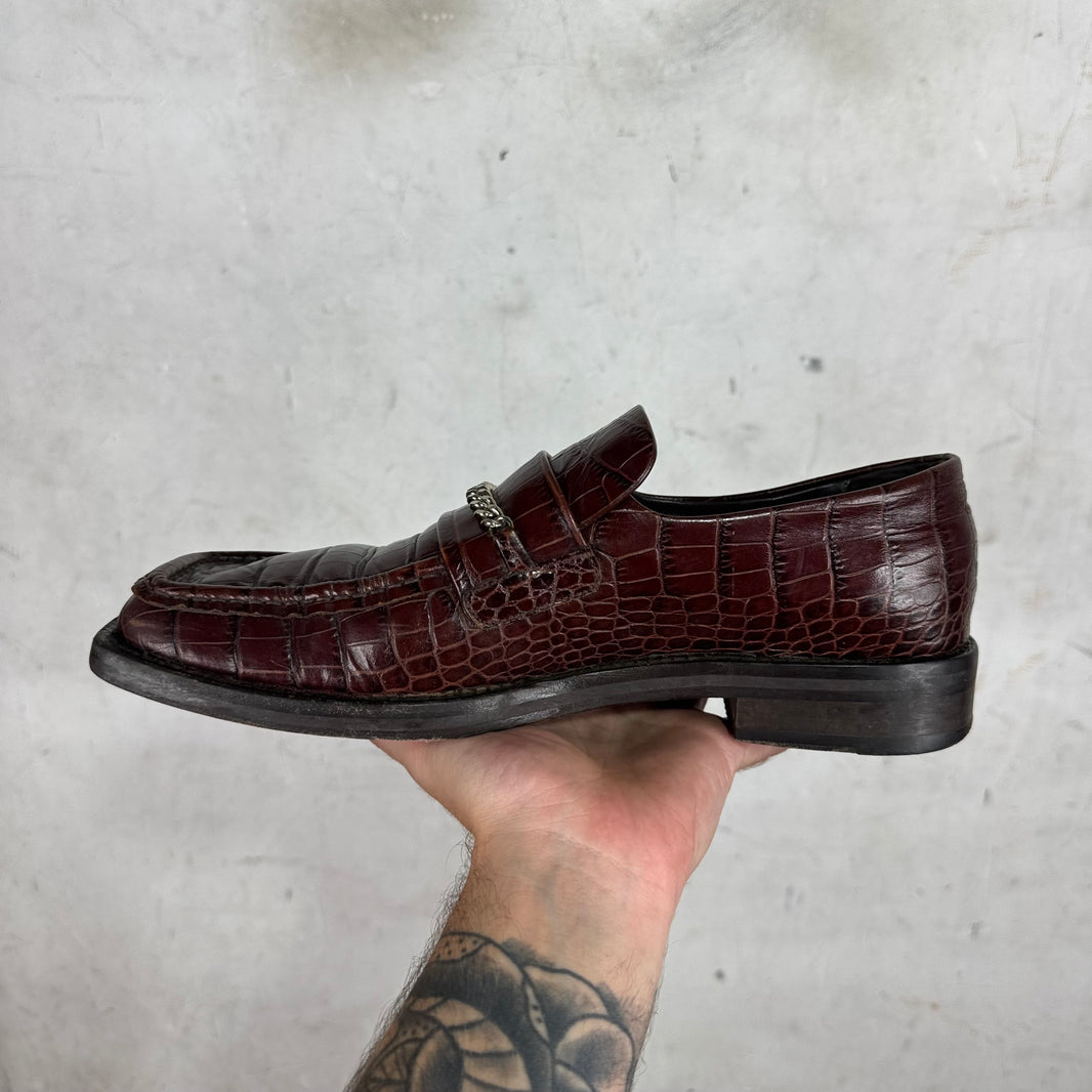 Martine Rose Square Toe Embossed Croc Loafer