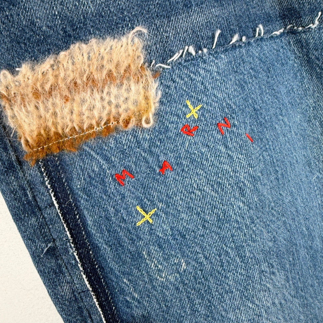 Marni Stone Washed Organic Denim Mohair Trousers