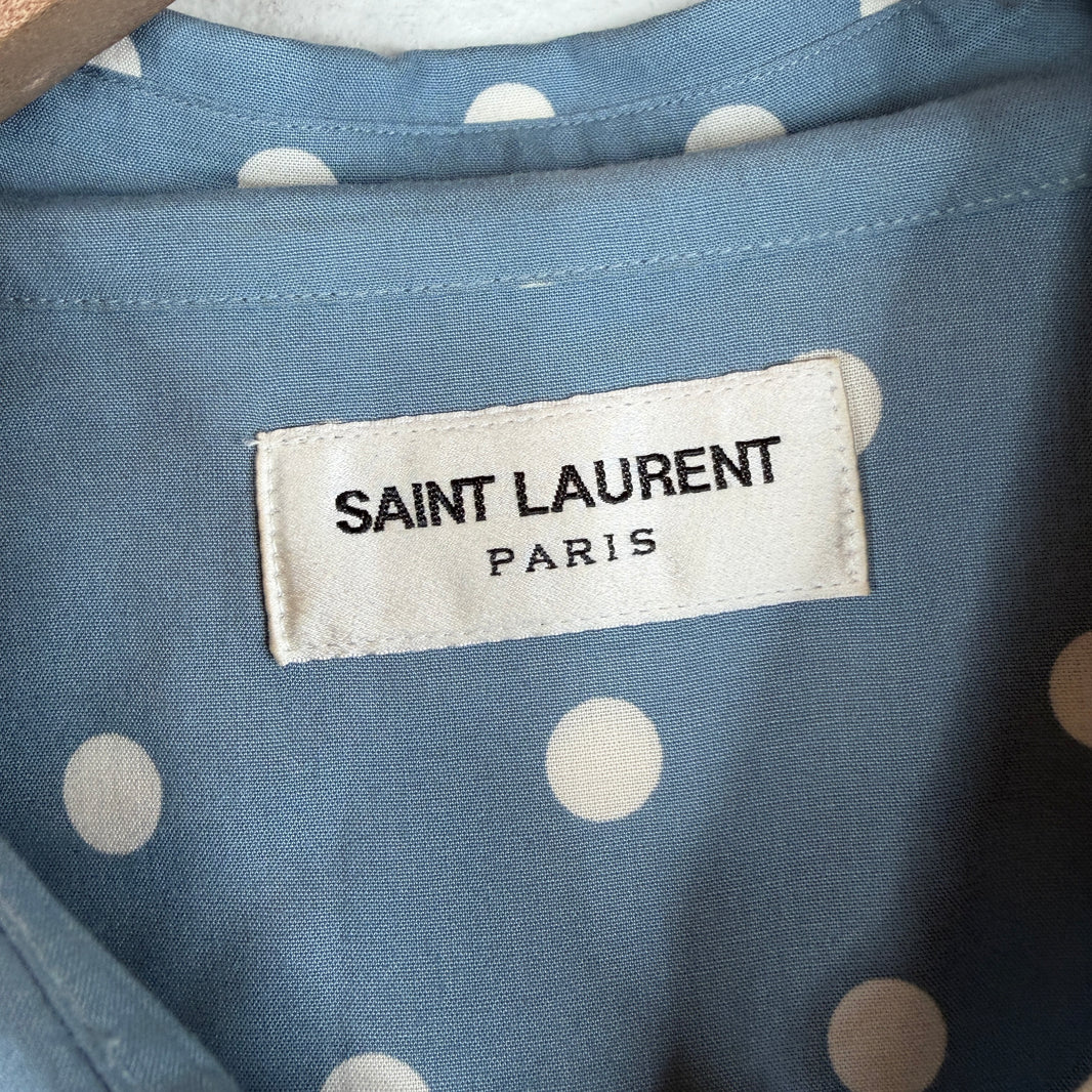 Saint Laurent Cropped Polka Dot Button Up LS Shirt