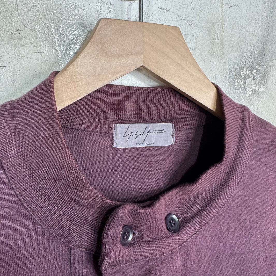 Yohji Yamamoto Maroon Cotton Henley Shirt