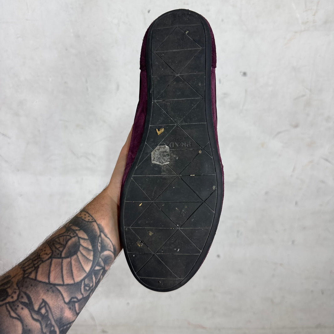 Prada Maroon Nylon Collapse Sneakers