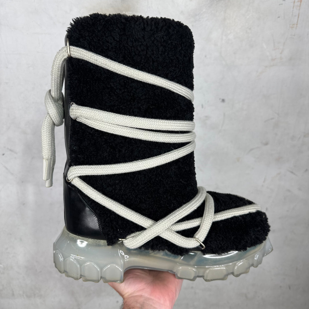 Rick Owens Lunar Megalace Shearling Tractor Boots