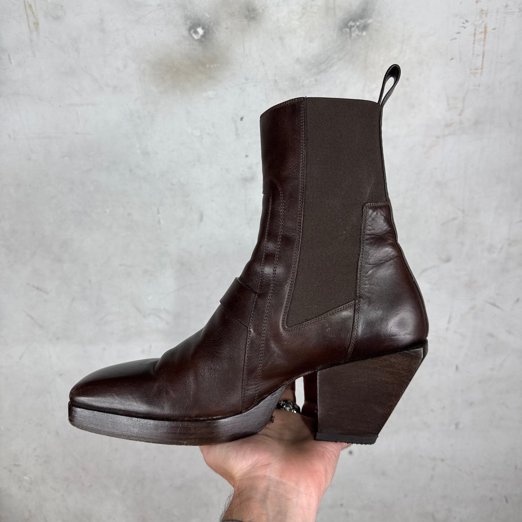 Rick Owens Square Toe Heeled Chelsea Boot