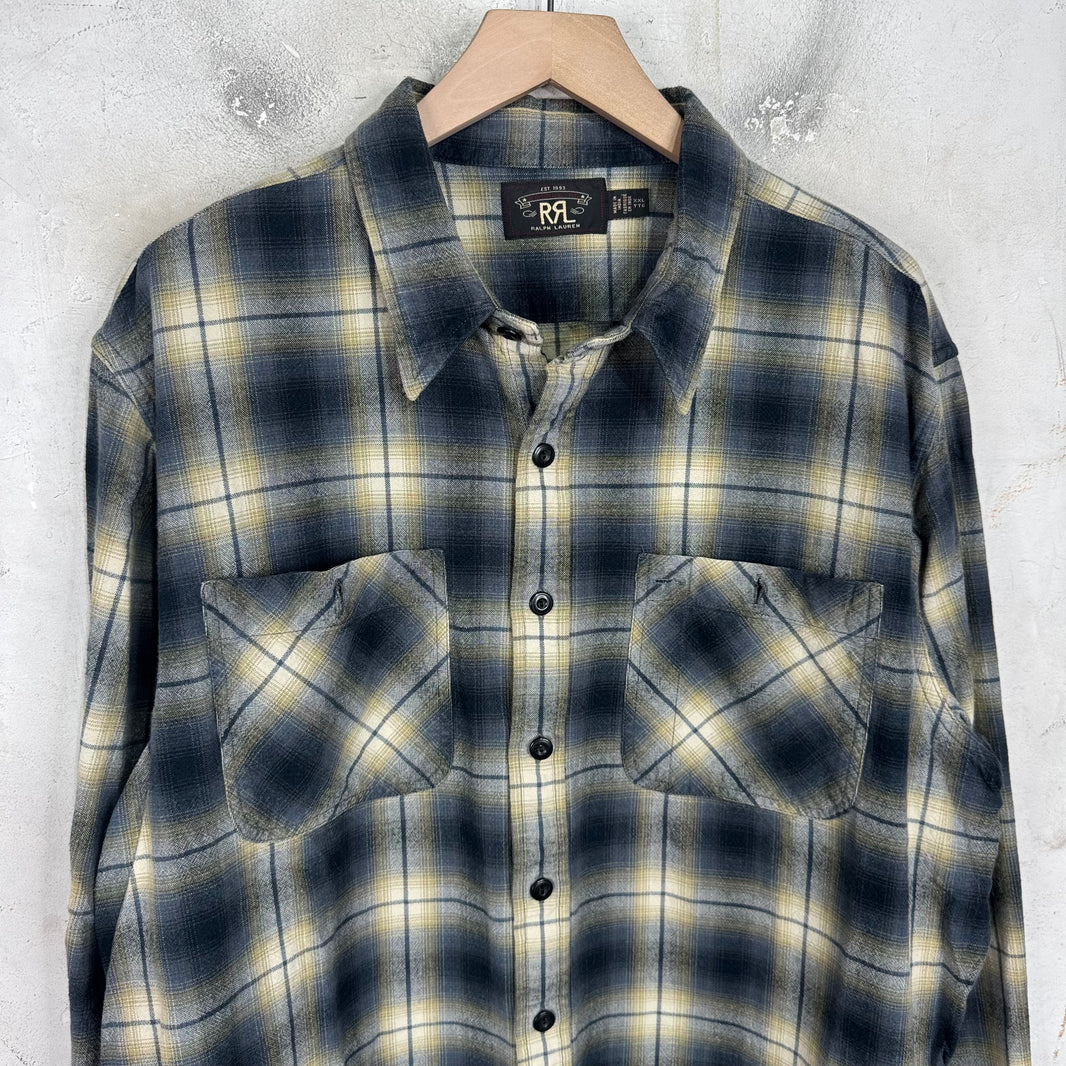 RRL Navy/Yellow Flannel Shirt