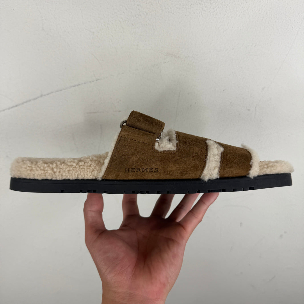 Hermes Shearling Chypre Slides