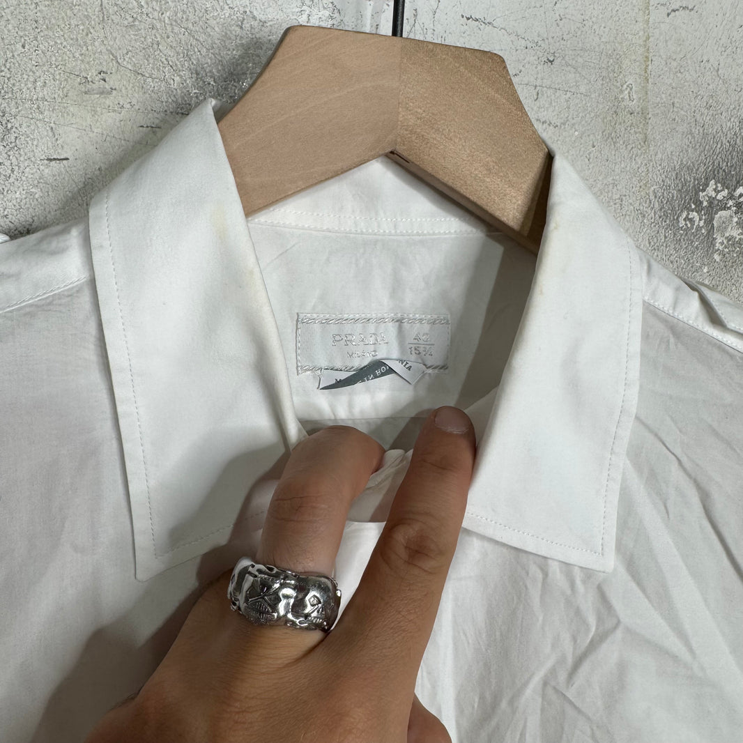 Prada White Epaulette Shoulder Shirt