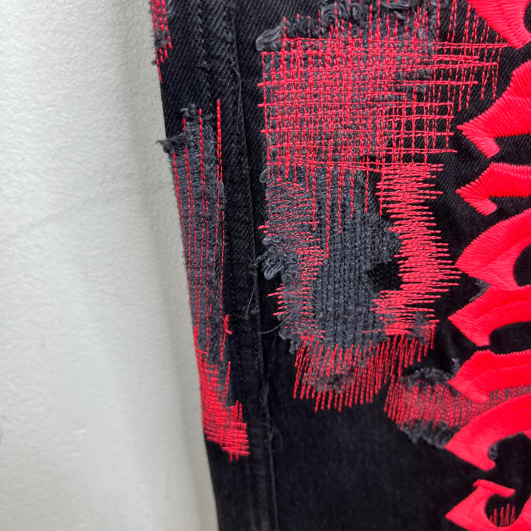 Endless Denim Black/Red Spellout Jeans