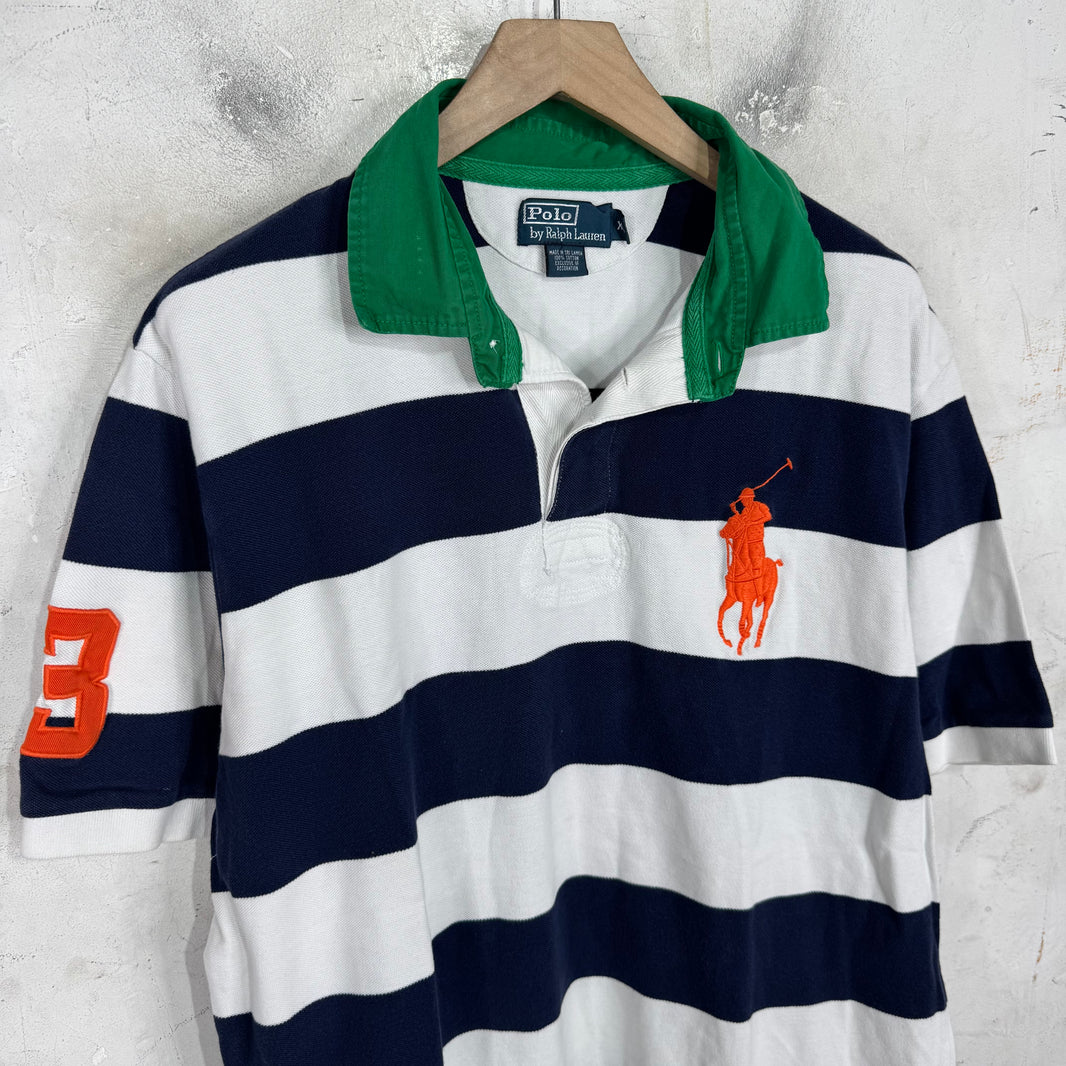 Ralph Lauren Striped Orange Big Pony Polo