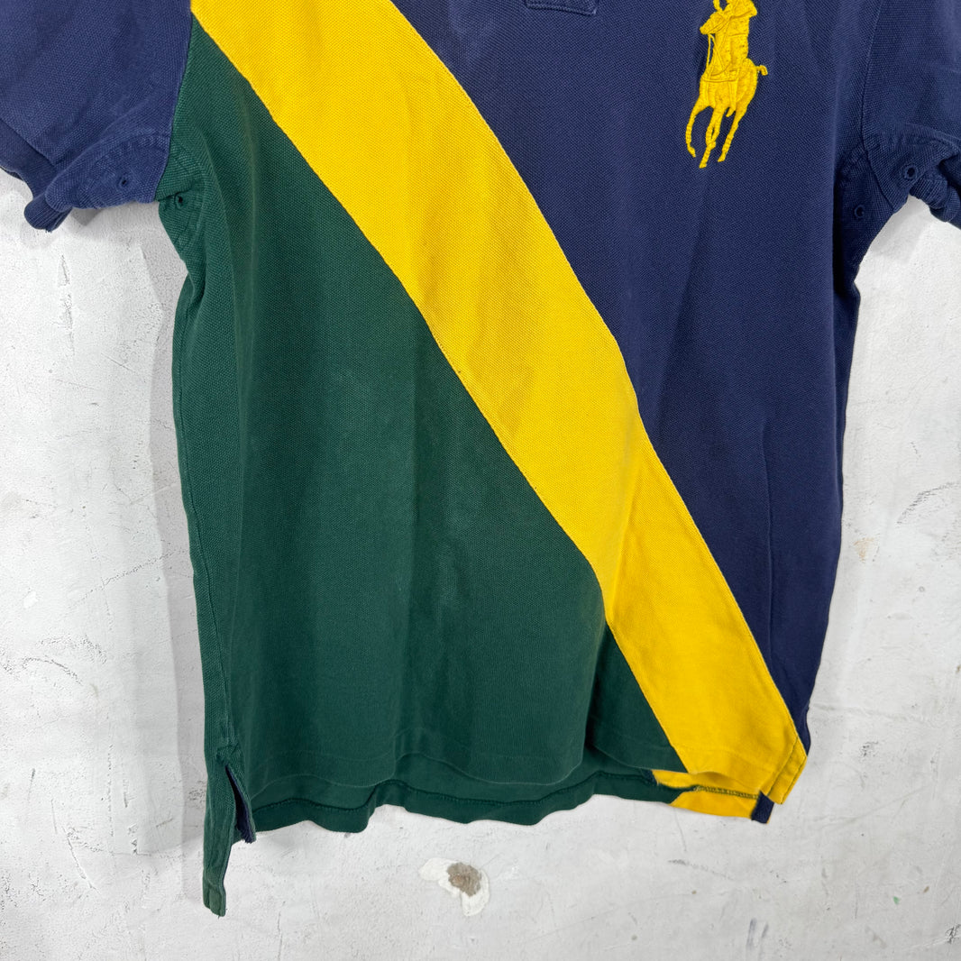 Ralph Lauren Tri Colored Paneled Yellow Big Pony Polo