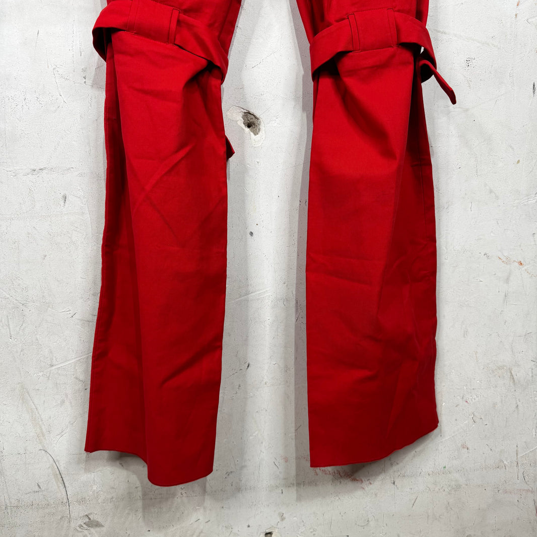 Bottega Veneta Gabardine Knee Strap Pants Red