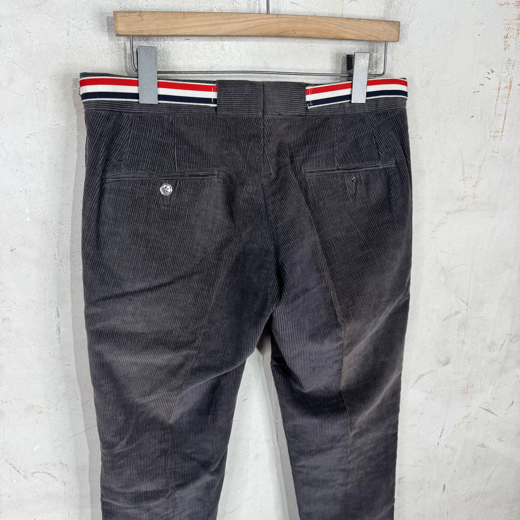 Thom Browne Dark Grey Striped Corduroy Trousers