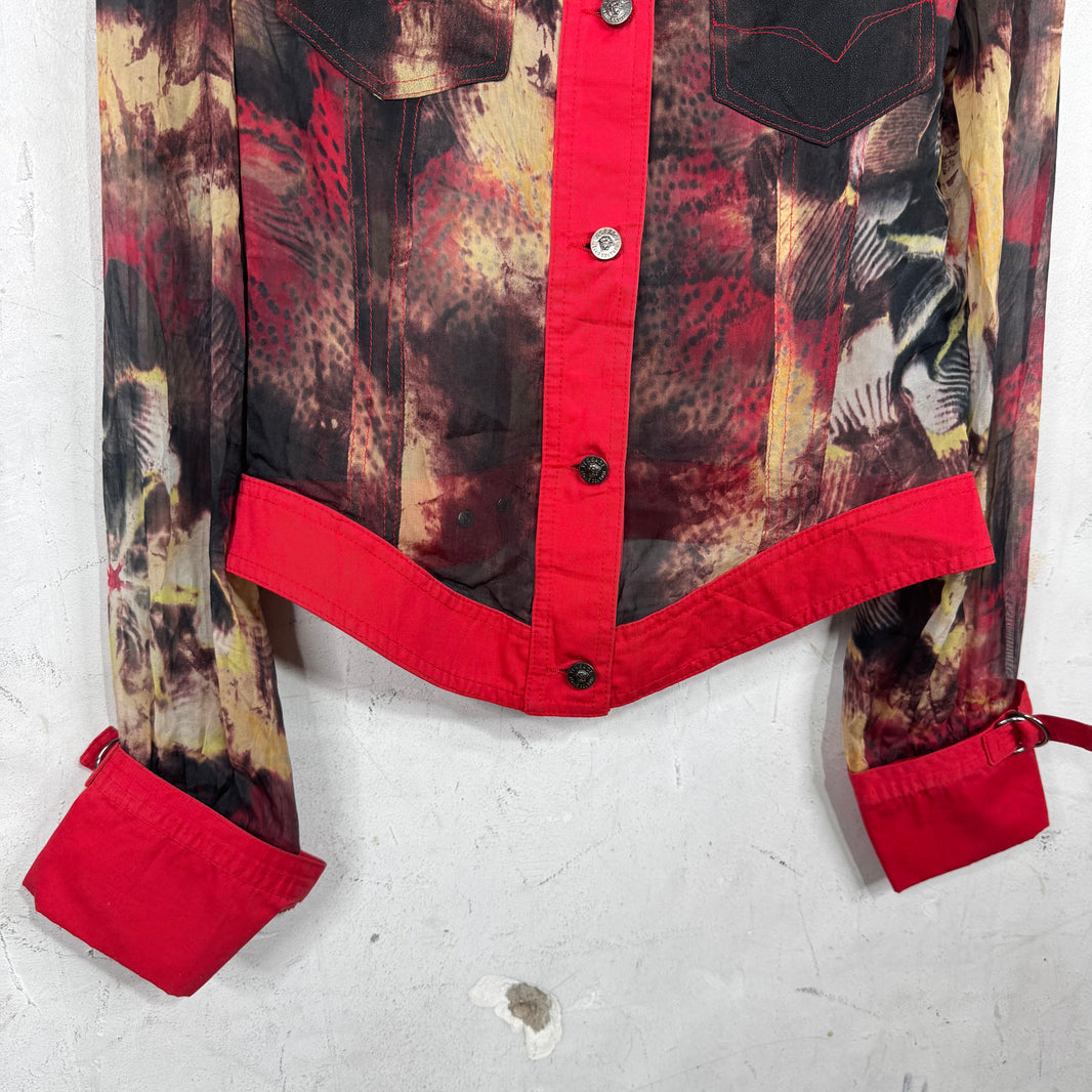Versace Sheer Silk Printed Trucker Jacket