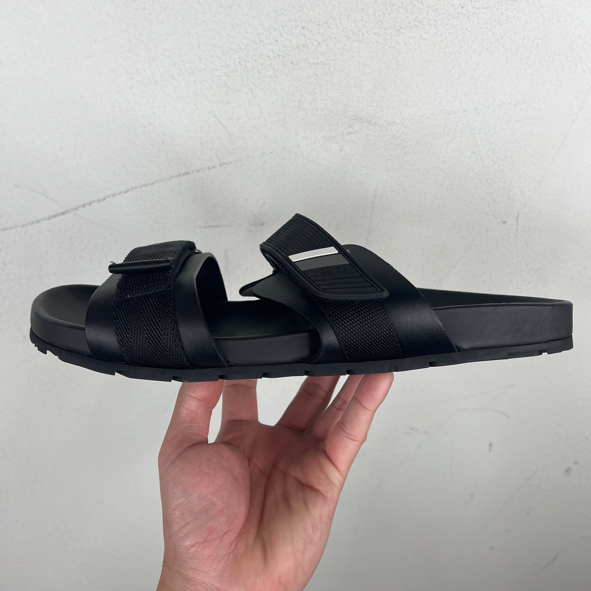 Prada Black Leather Sandals