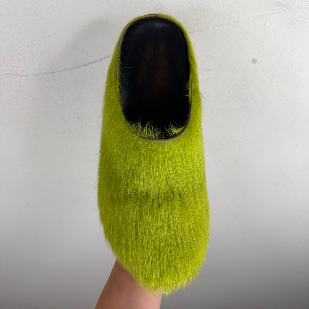 Marni Green Fur Fussbett Slides
