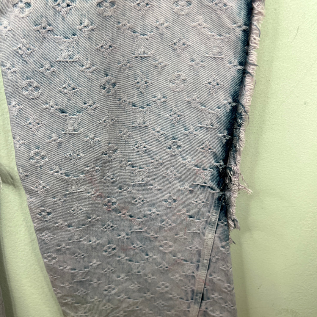 Louis Vuitton Purple Flayed Monogram Flared Carpenter Jeans