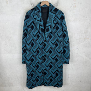 Prada Teal Patterened Trench Coat