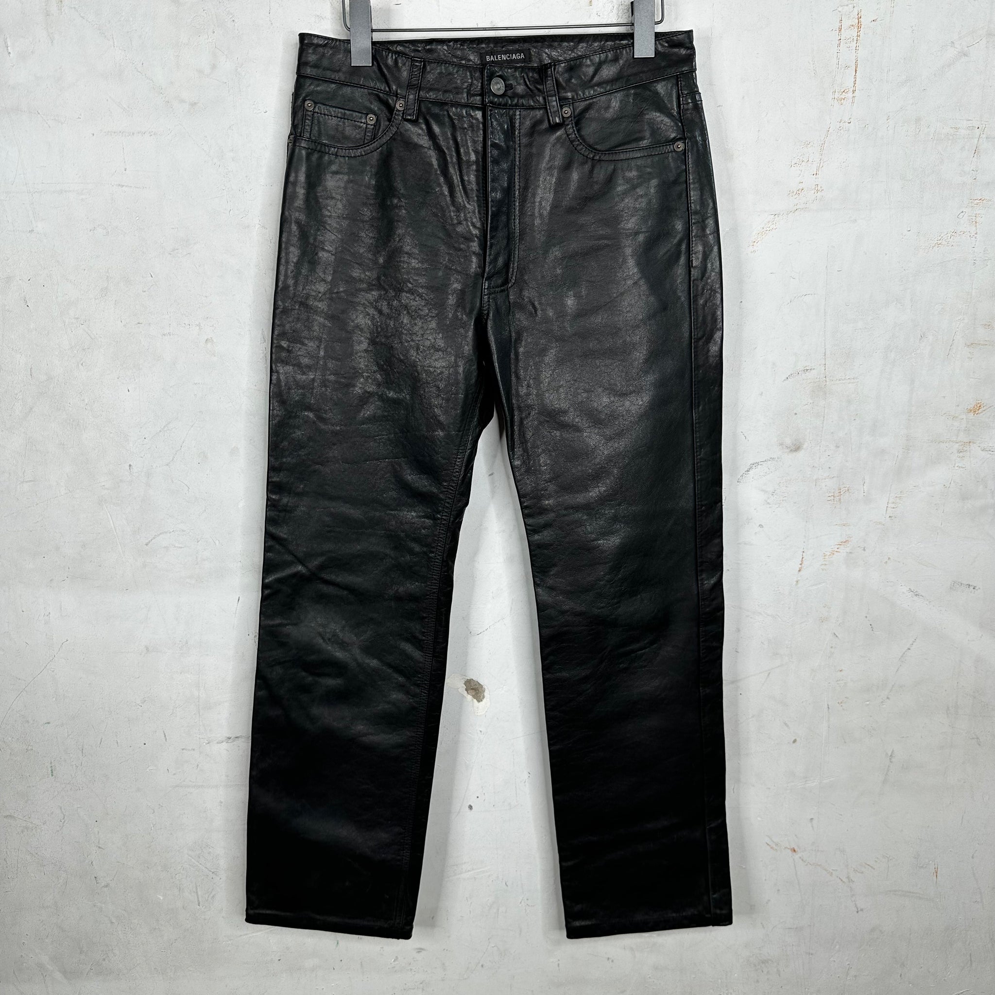 Balenciaga Leather Black Trousers